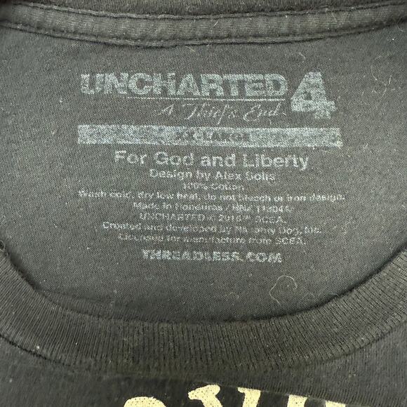 Uncharted 4 Graphic T-shirt Size XX-Large Black "Pro Devs Qvod Licentia 1710" - Picture 4 of 6